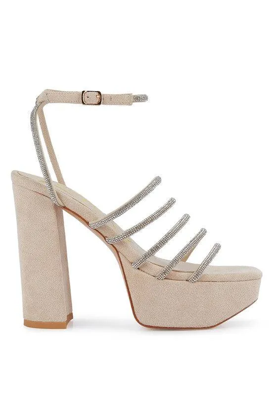 TRICKS SNAKE SKIN HIGH BLOCK HEELED SANDALS