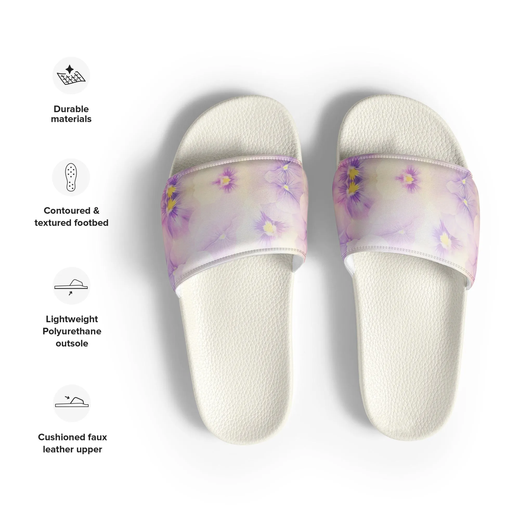 Women's slides  | Violet Flowers Background | print your demand