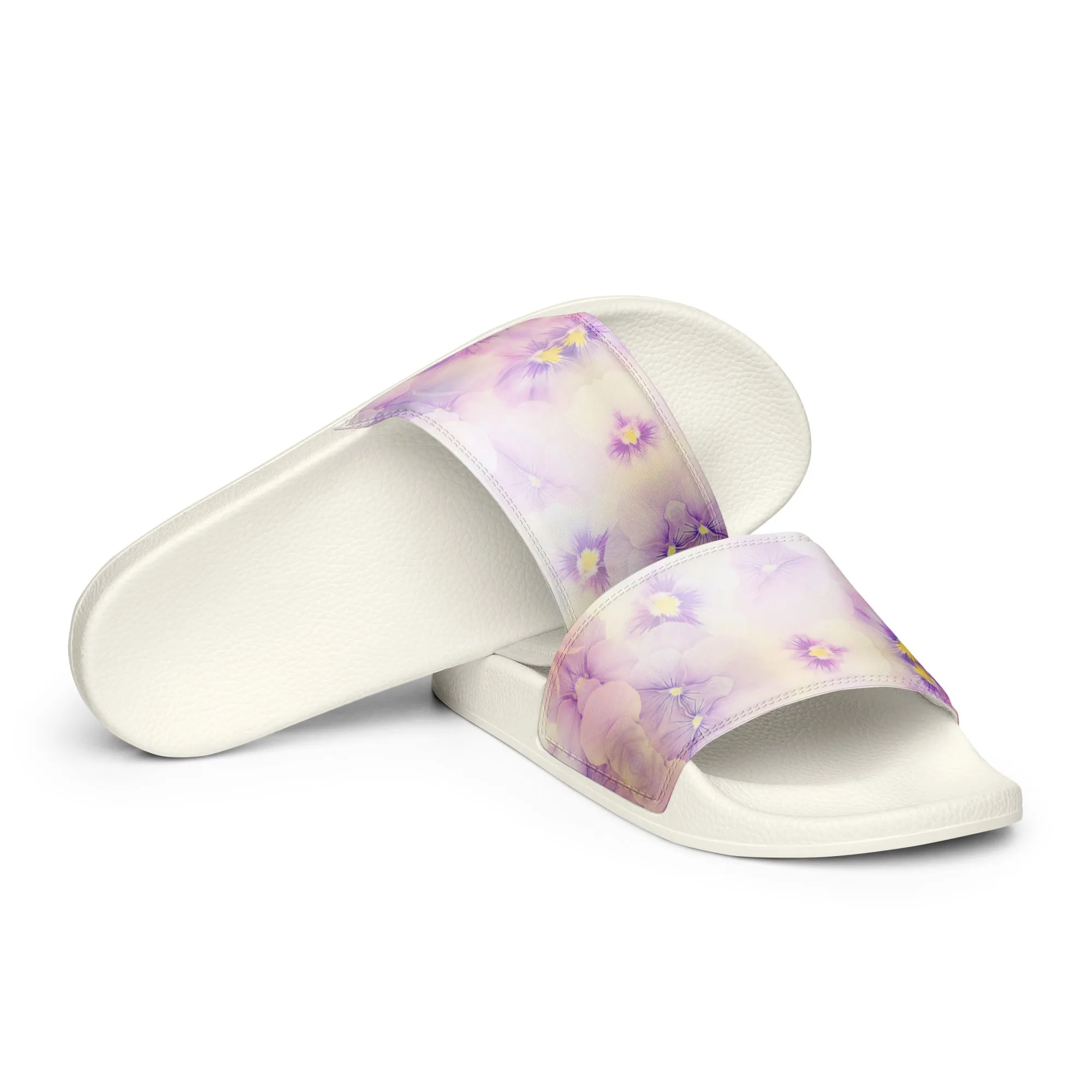 Women's slides  | Violet Flowers Background | print your demand