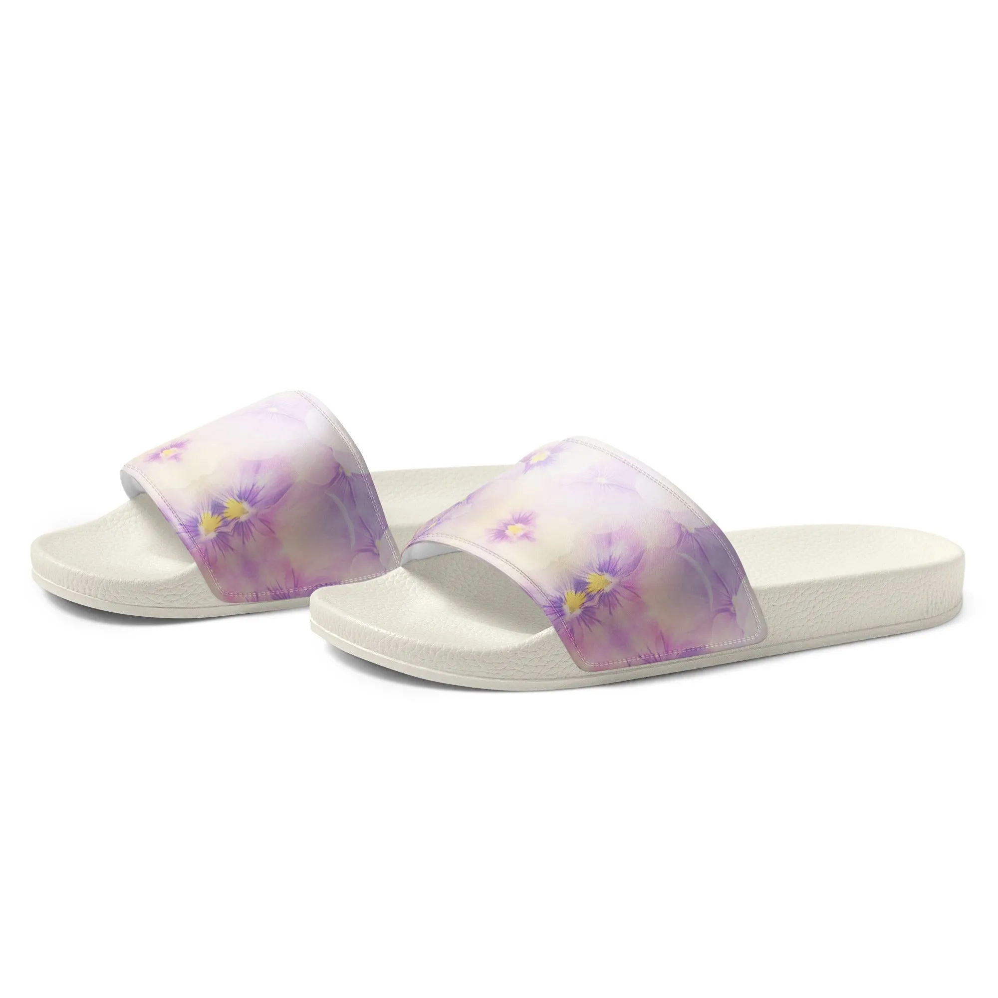 Women's slides  | Violet Flowers Background | print your demand