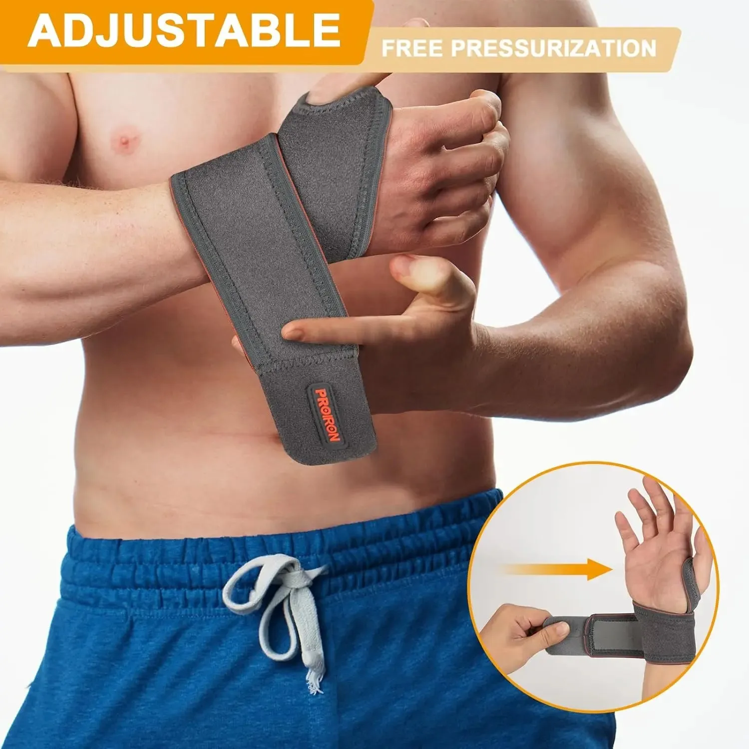 Wrist Support Elastic Straps - Grey/Black - Single/Double